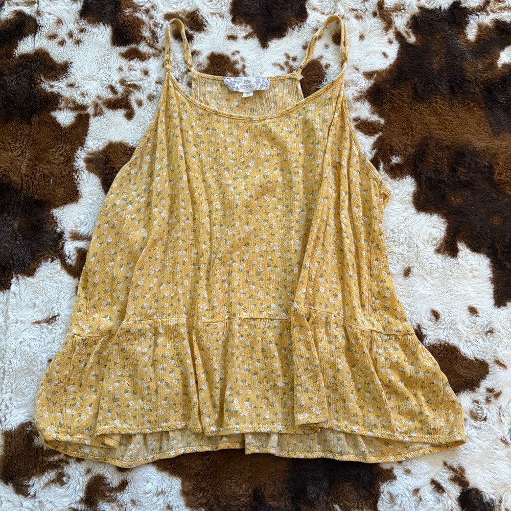 Mustard Floral Tank Top